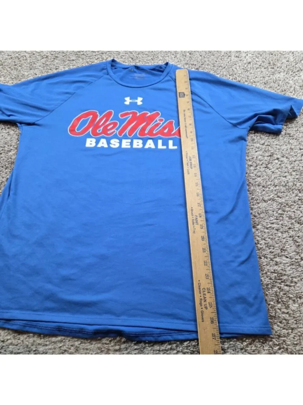 Under Armour Ole Miss Rebels Baseball T Shirt Mens Large Blue Short Sleeve